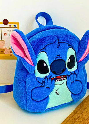 Плюшевий рюкзак стіч disney fairy stitch синій, м'який дитячий рюкзак з вушками та мордочкою