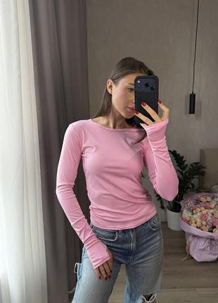 Лонгслив с вырезами для пальчиков, красный, белый, розовый