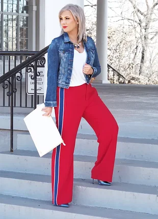 Красные палаццо с лампасами 👖 zara 🔴 широкие брюки 💫 оверсайз брюки l-xl