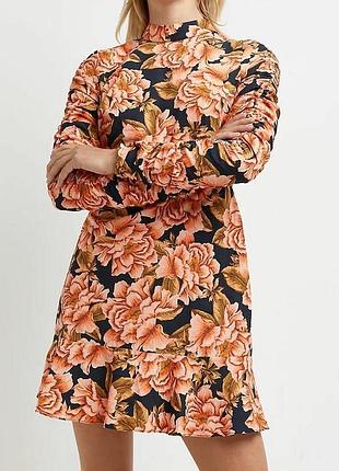 River island котонова міні сукня в квіти бавовняне коротке плаття