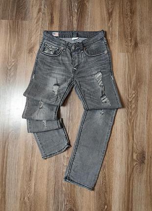 Джинсы true religion ricky super t (серые, рваные) - оригинал