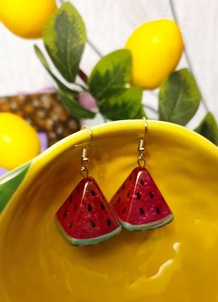 Сережки кавуни 🍉, шарики арбузы, украшения, бижутерия