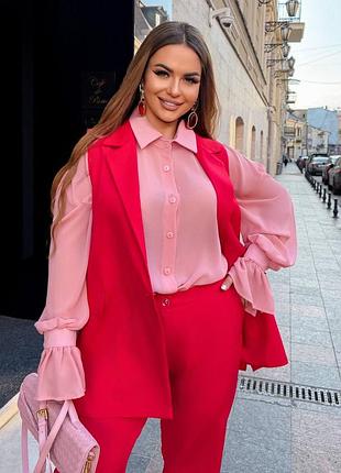 Женский классический костюм двойка удлиненная жилетка и брюки