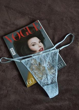 Новые кружевные голубые трусики стринги, eur р. 42/44, р. l, primark