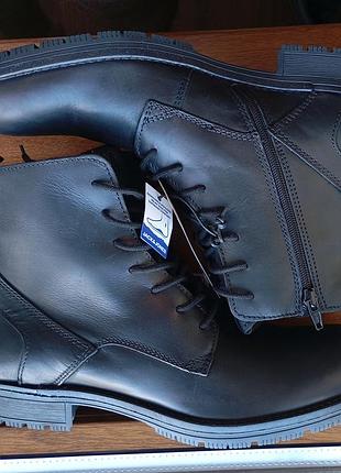 Ботинки jack&amp;jones footw anthracite 19 sn 12159497 оригинал новые р.42 натуральная кожа черные