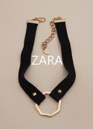 Чокер бархатный ретро zara с геометрическим кольцом lady gaga