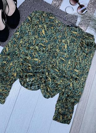Літня блуза zara s шифонова блуза блискуча зелена блуза коротка блуза зара з драпіруванням