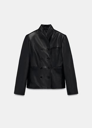 Двубортный блейзер zw collection из 100% кожи