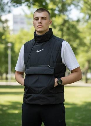 Жилет мужской nike весна осень черный молодежный | жилетка найк черная демисезонная безрукавка осенняя s m l xl xxl