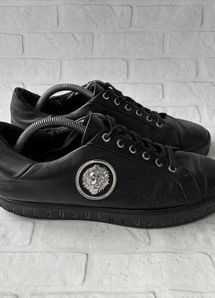 Брендові чорні чоловічі кросівки версаче версус versus versace leather black size 43 розмір брендовые мужские кожаные черные кроссовки кеди оригінал