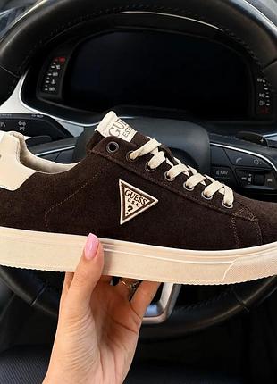 Чоловічі шкіряні кросівки guess suede chocolate premium