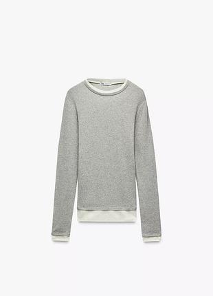Серый лонгслив zara
