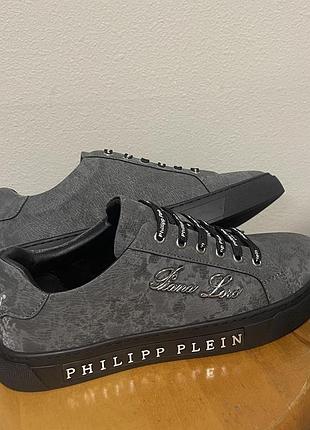 ☠️ чоловічі шкіряні кеди-снікерси philipp plein "piana loro" (розмір 44)
