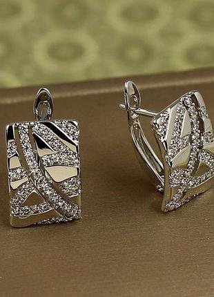 Сережки xuping jewelry крижана мозаїка 1,5 см сріблясті