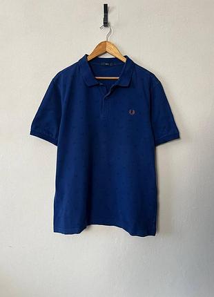 Оригинальное поло fred perry slim fit / синяя футболка поло с лого