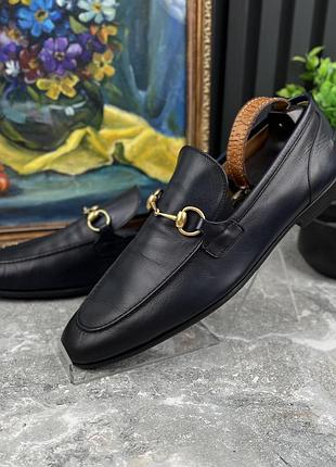 Gucci jordaan horsebit loafers чоловічі туфлі лофери шкіра оригінал 44 eur