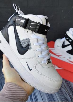 Nike air force mid white black білі з чорним