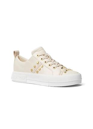 Жіночі шкіряні кеди michael kors evy astor stud у ніжно-кремовому відтінку.розмір:37;матеріал: шкіра