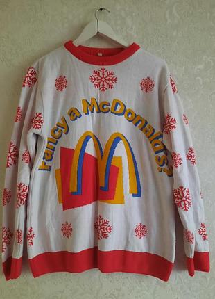 Рождественский свитер mcdonald's лимитированный выпуск (2023), унисекс, l