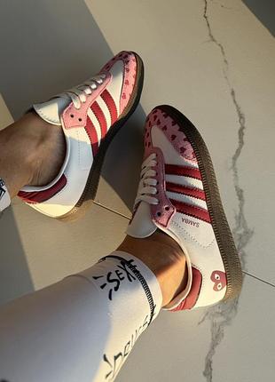 Женские кроссовки adidas samba x comme des garçons play white pink