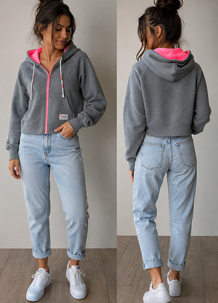 Серая  толстовка с капюшоном. hollister