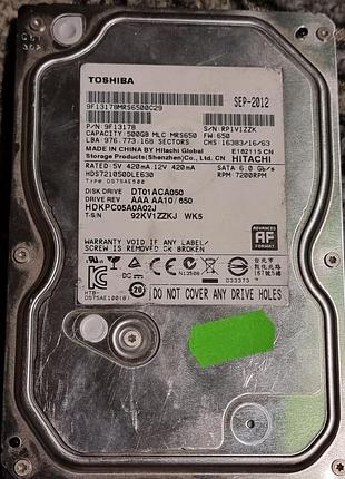 100% hdd 3.5 500 гб 7200 toshiba-hitachi 121/133 dt01aca050 hds721050dle630 жорсткий диск гальмування хітачі