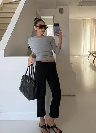 Брюки жіночі h&m вкорочені чорні брюки кльош 38/6