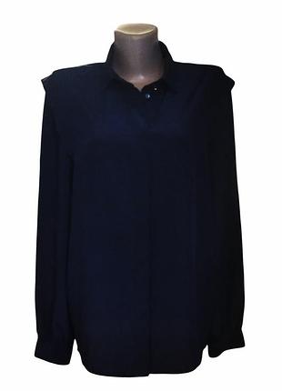 Темно- синяя винтажная блузка,yarell, искусственый шелк ,размер евро 42/ l- xl