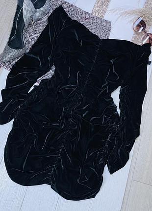 Нова вечірня сукня zara l оксамитова сукня з відкритими плечами коротке плаття з драпіруванням