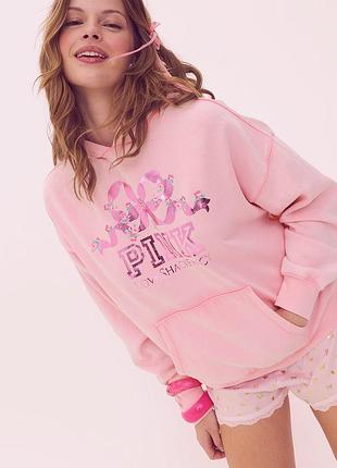 Cпортивний костюм vs pink x loveshackfancy fleece set (худі oversized + штани-жогери)