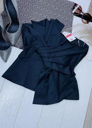 Нова атласна блуза h&m l m корсетна блуза бандо святкова блуза корсет блузка чорна