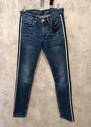 Мужские джинсы denim синие с лампасами, подростковые джинсы