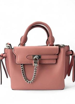 Жіноча сумка michael kors hamilton legacy (модель micro belted crossbody / satchel) у ніжному рожево-пудровому відтінку primrose.