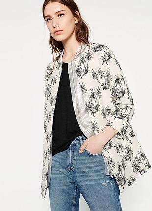 Жаккардовый удлиненный жакет zara пальмы