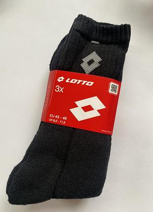 Набір чоловічих шкарпеток lotto 3 пари оригінал чорні спортивні шкарпетки високі для спорту бігу залу р. 43, 44, 45, 46