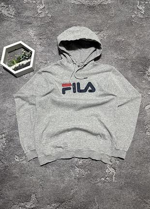 Худи fila оригинал серое кофта с капюшоном фила мужская толстовка кенгуру база