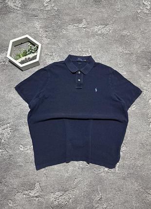 Поло polo ralph lauren оригінал темно-синє футболка теніска ральф лорен з блакитним логотипом