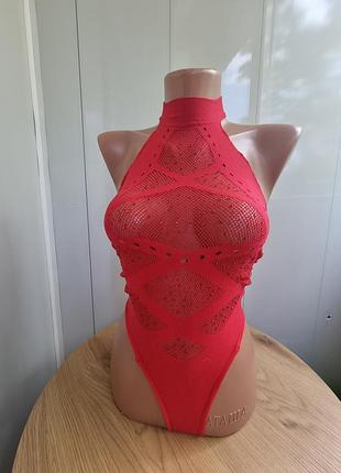 Ann summers эротичное боди красное стразами