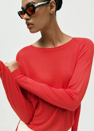 Красный джемпер лонгслив zara m