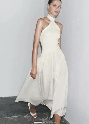 Молочна сукня zara 💯 cotton. одягнута один раз. розпродаж гардеробу
