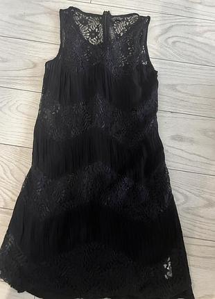 Чорна сукня topshop плісе з мереживом