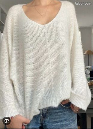 Молочный джемпер свитер паутинка в составе шерсть made in italy оверсайз l xl
