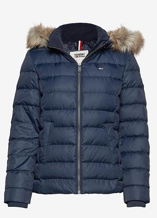 Куртка жіноча пуховик tommy jeans (tommy hilfiger) з капором та хутром розмір м