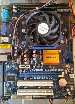 Материнская плата asrock n68-s3 ucc am3 + процессор amd phenom ii x4 b45 (4 ядра) + кулер