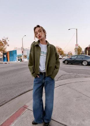 Куртка зі штучної замші zara, куртка в кольорі хакі zara