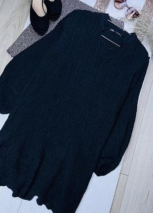 Нова коротка сукня zara s oversize плаття вільного крою осіння сукня з об’ємними рукавами плаття жатка зара