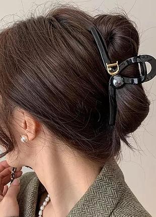 Краб для волосся у стилі dior (чорний, червоний)