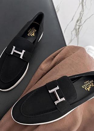 Лоферы черные hermes турция