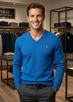 Джемпер мужской polo ralph lauren синий l, хлопок