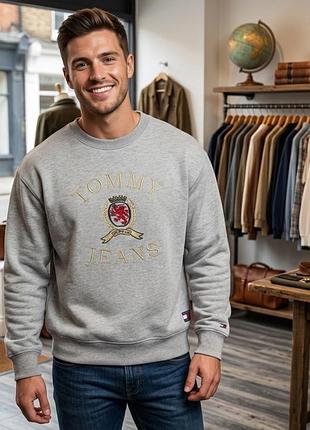 Свитшот мужской Tommy jeans серый, размер l, 100% хлопок